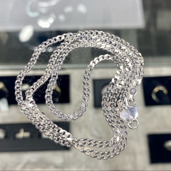 Diamonds On The Square Jewelry - 925 Sterling Silver Curb Link Cuban Chain Necklace